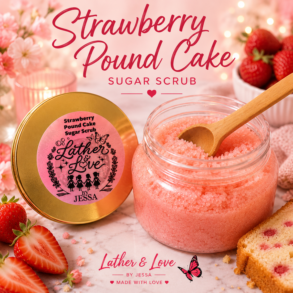 Strawberry Pound Cake Sugar Scrub 🍓🍰🛀